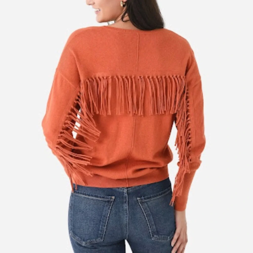 j. society Fringe Sweater in Amber SZ M NWT - Picture 1 of 6